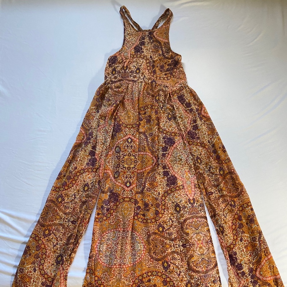 Xhilaration Gold Sheer Slit Maxi Dress